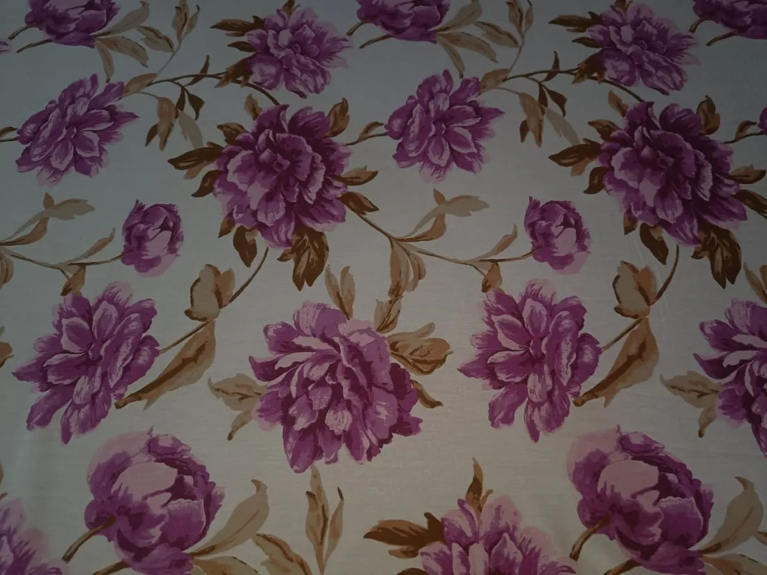 100% Cotton Poplin Floral Print Purple 58" wide[15131]