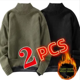 2PCS Men's Fleece Thickened  Sweater