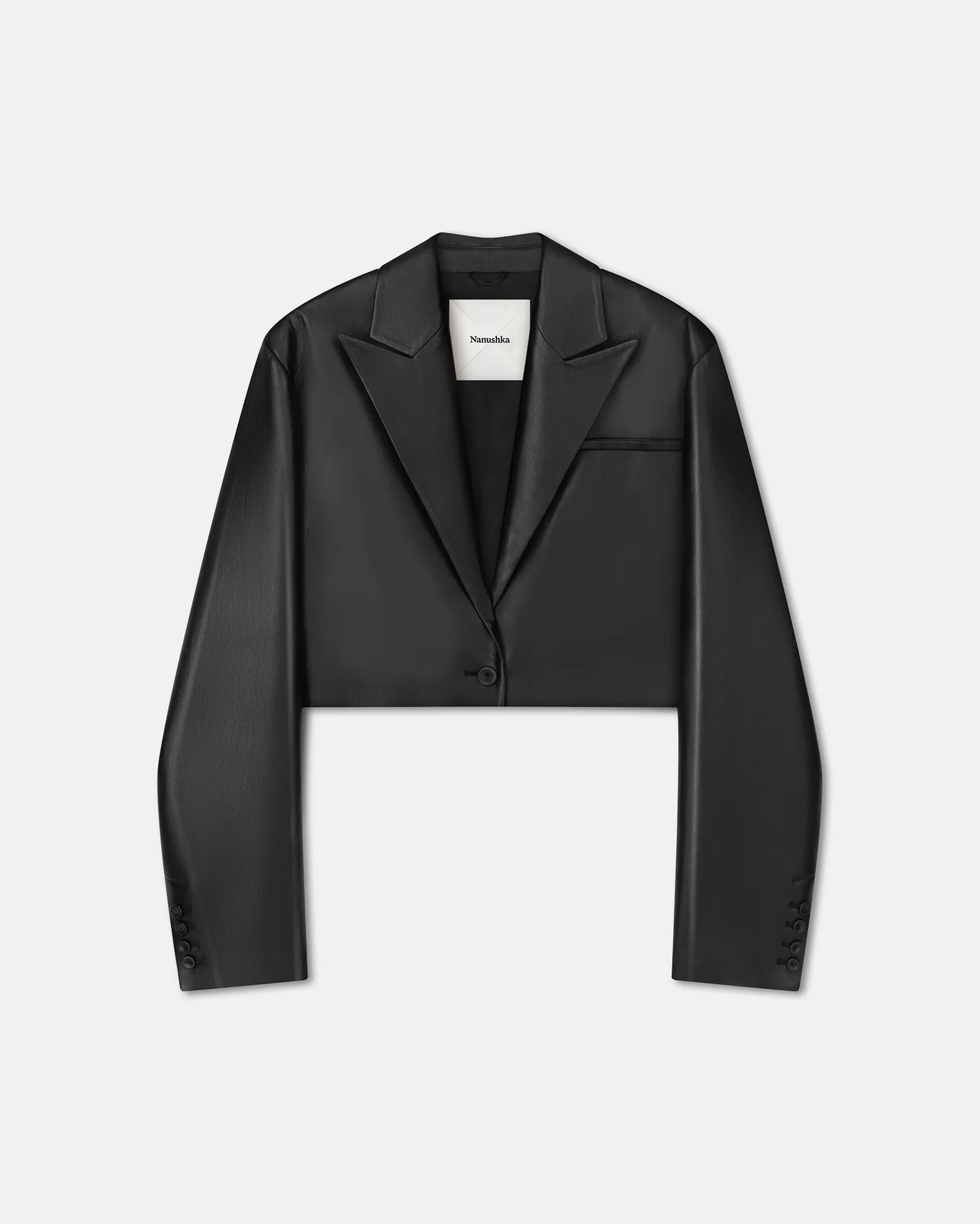 Aidula - Cropped Okobor™ Alt-Leather Blazer - Black