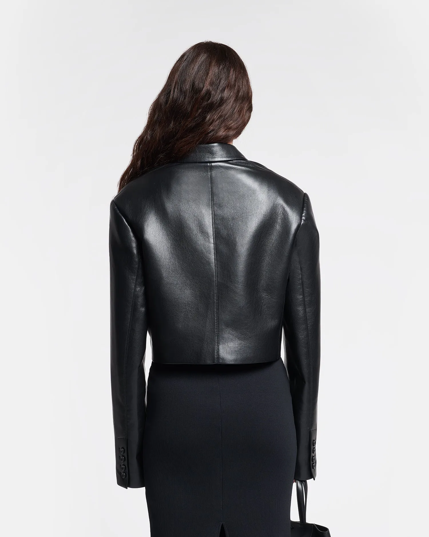 Aidula - Cropped Okobor™ Alt-Leather Blazer - Black