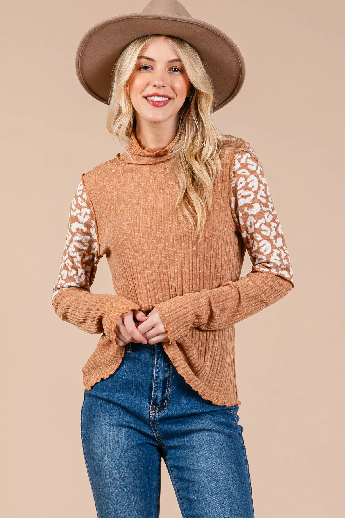 Animal Print Color Block Top** - Final Sale