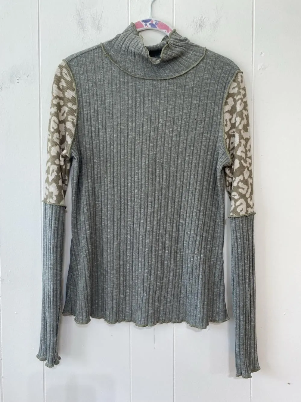 Animal Print Color Block Top** - Final Sale