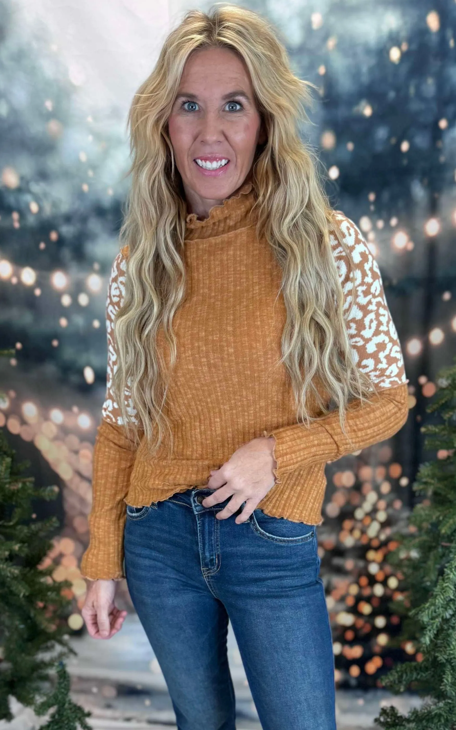 Animal Print Color Block Top** - Final Sale