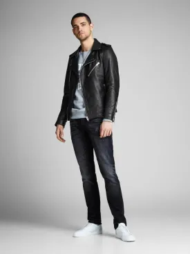 Best Shiny Black Biker Stylish Leather Jacket For Men by TJS