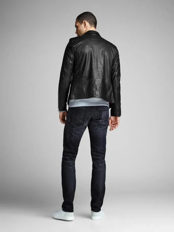 Best Shiny Black Biker Stylish Leather Jacket For Men by TJS