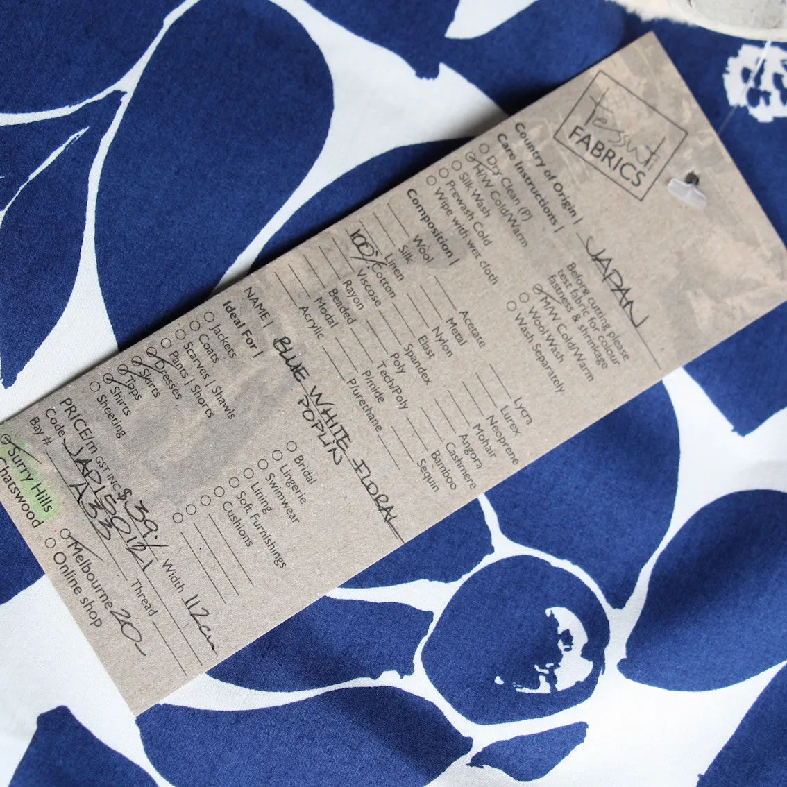 Blue White Floral Poplin