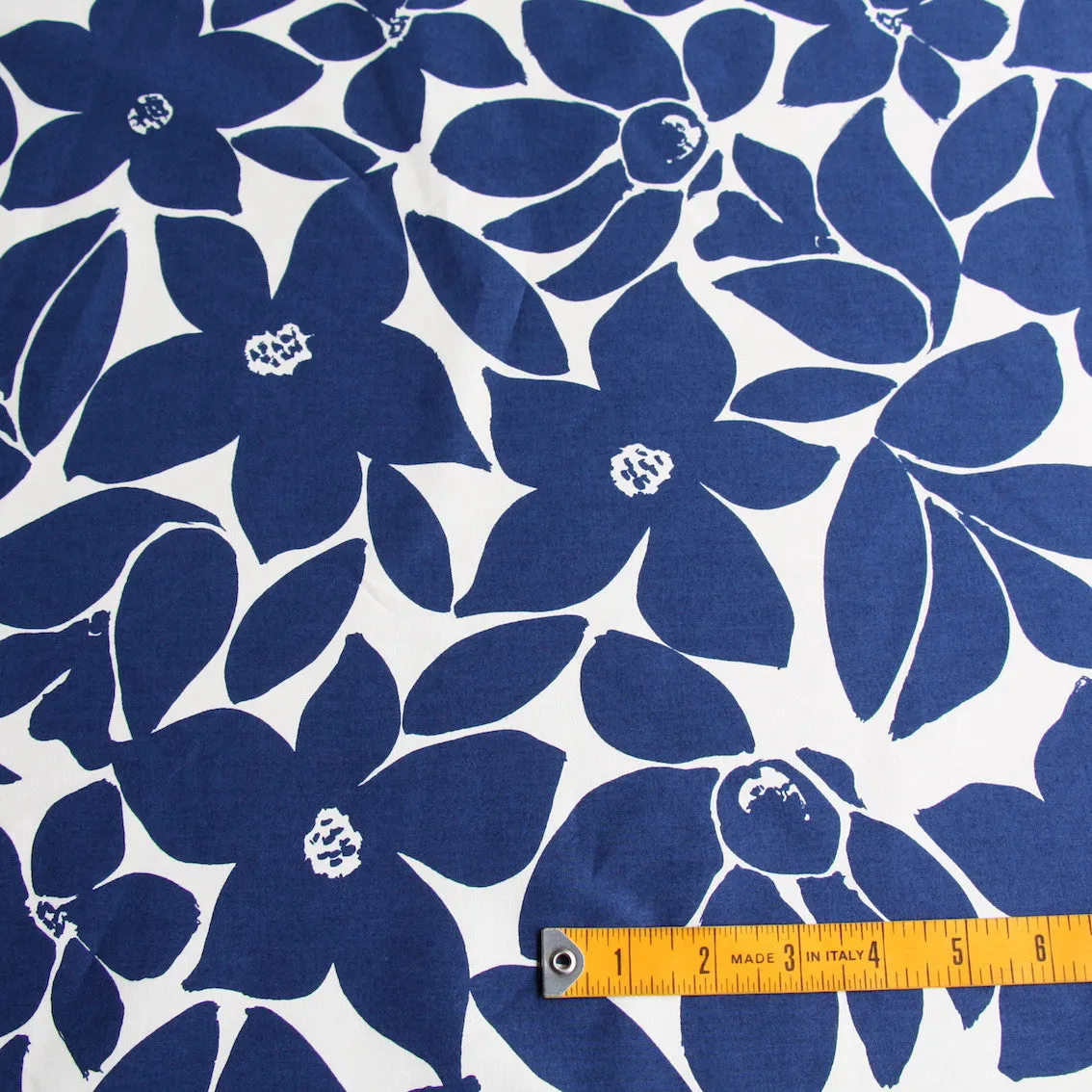Blue White Floral Poplin