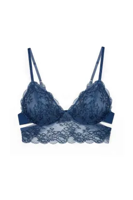 Blue Wild Lace Longline Bra