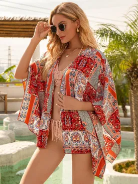 Blue Zone Planet |  Ava's Short Beach Cover-Up Sunscreen Kimono Cardigan Top