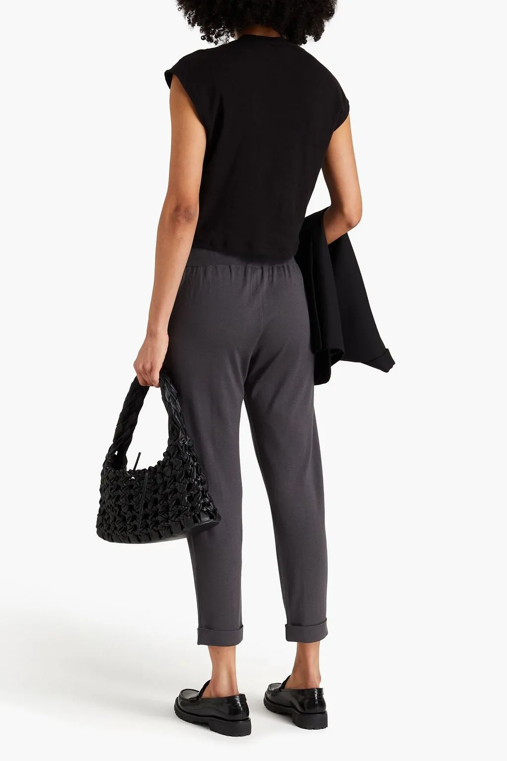 Brunello Cucinelli Cropped Wool Cashmere Women's Pants In Grey Etere
