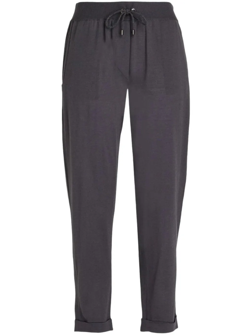 Brunello Cucinelli Cropped Wool Cashmere Women's Pants In Grey Etere