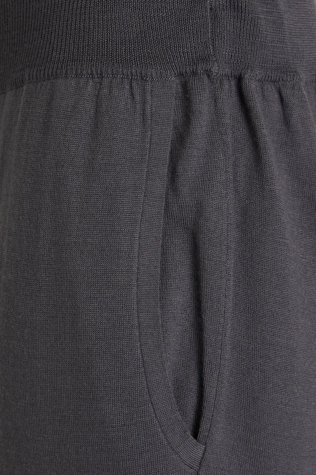 Brunello Cucinelli Cropped Wool Cashmere Women's Pants In Grey Etere