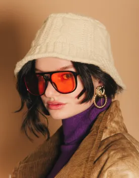 Cable knit thick bucket hat