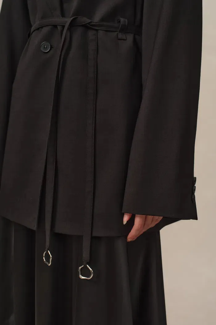 Carol Belted Blazer in Fine Wool
