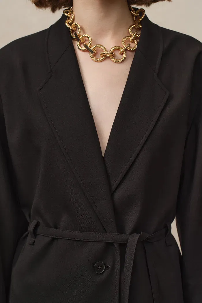 Carol Belted Blazer in Fine Wool