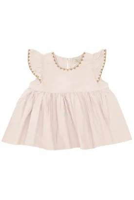 CLASSIC CRISP POPLIN BLOUSE W. EMBROIDERY - SOFT PINK