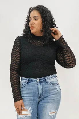 Constance Floral Lace Mock Neck Top