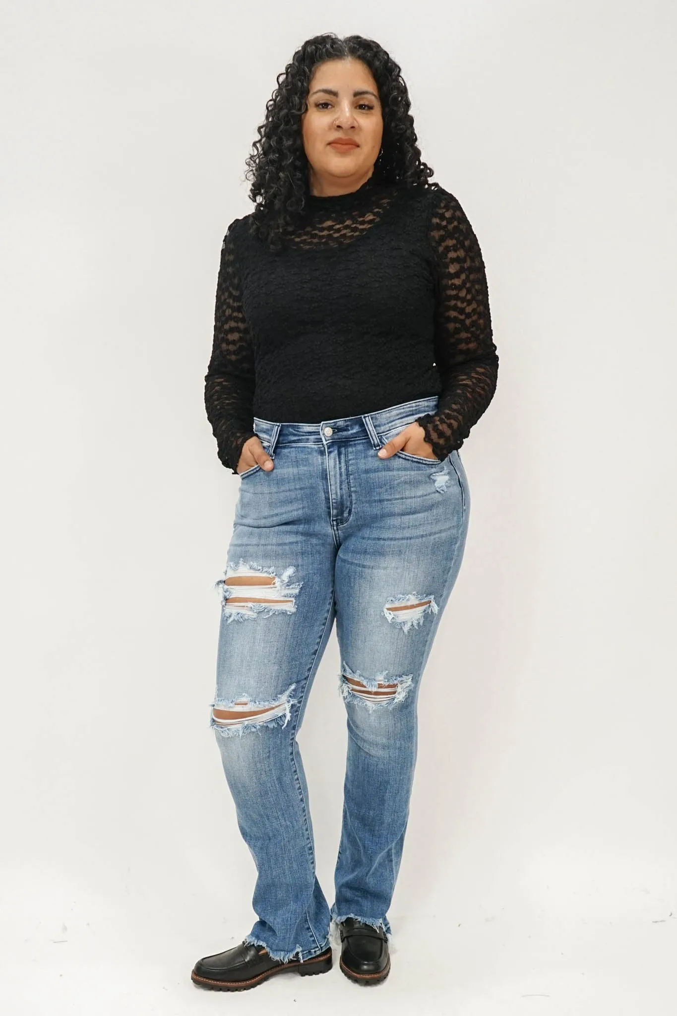 Constance Floral Lace Mock Neck Top