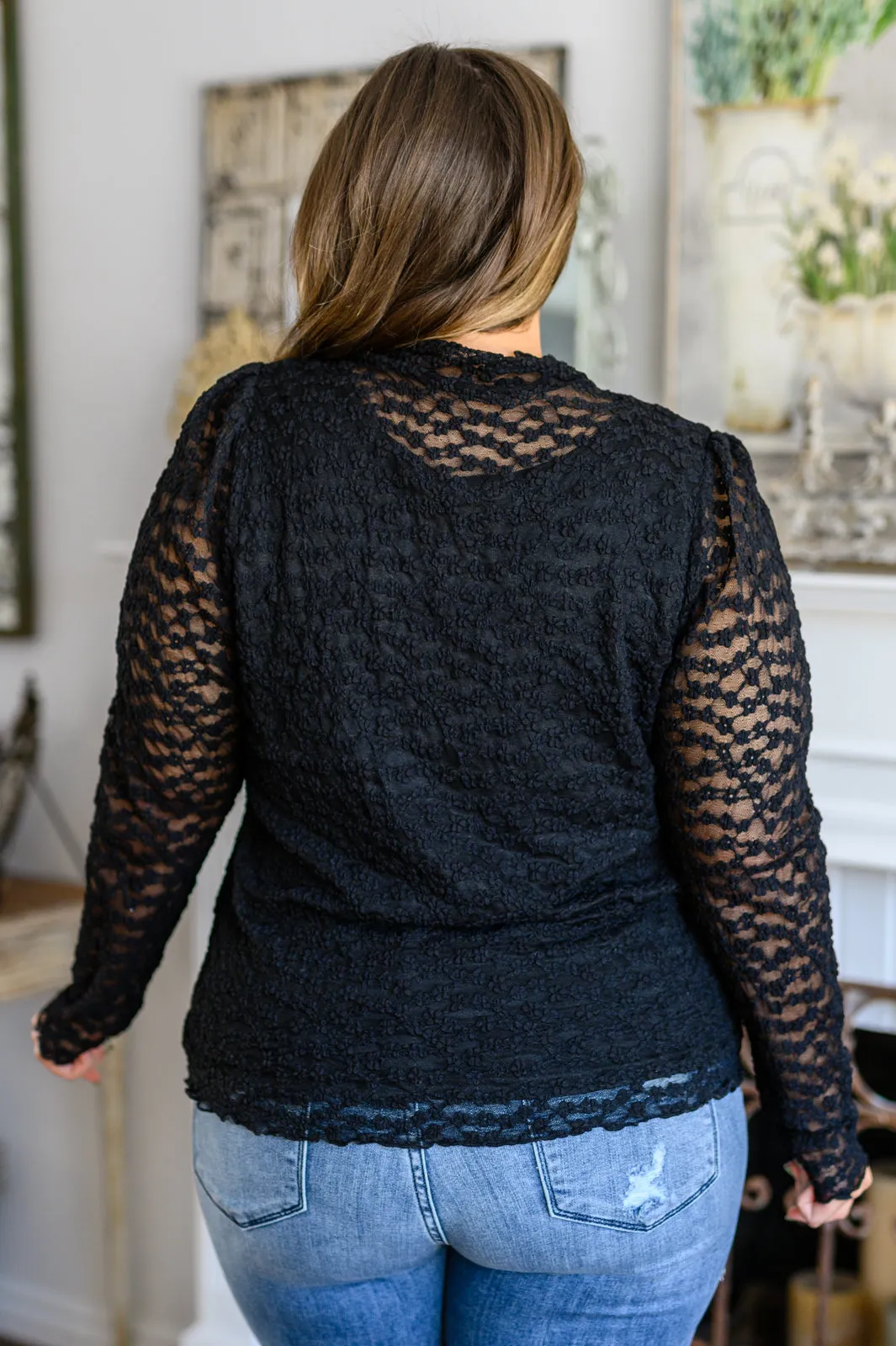 Constance Floral Lace Mock Neck Top