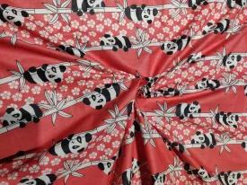 COTTON POPLIN CUTE PANDA RED PRINT ~ 58&quot; wide