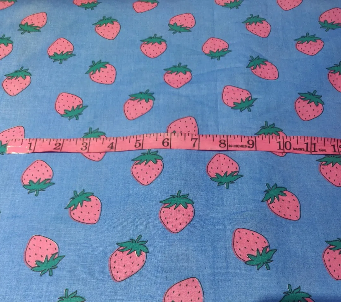 COTTON POPLIN STRAWBERRIES PRINT ~ 58&quot; wide