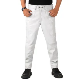 Crionis Men's White Faux Leather Pants