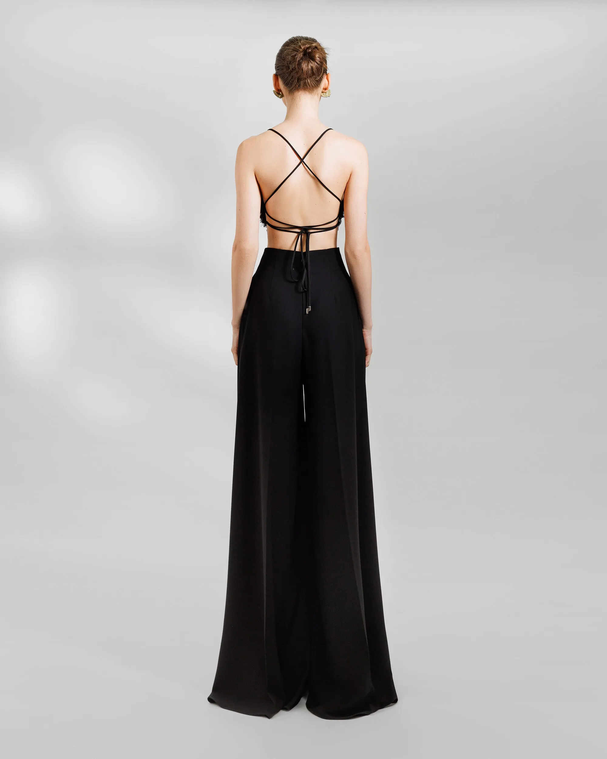 Cropped Top With Pants Featuring Slits