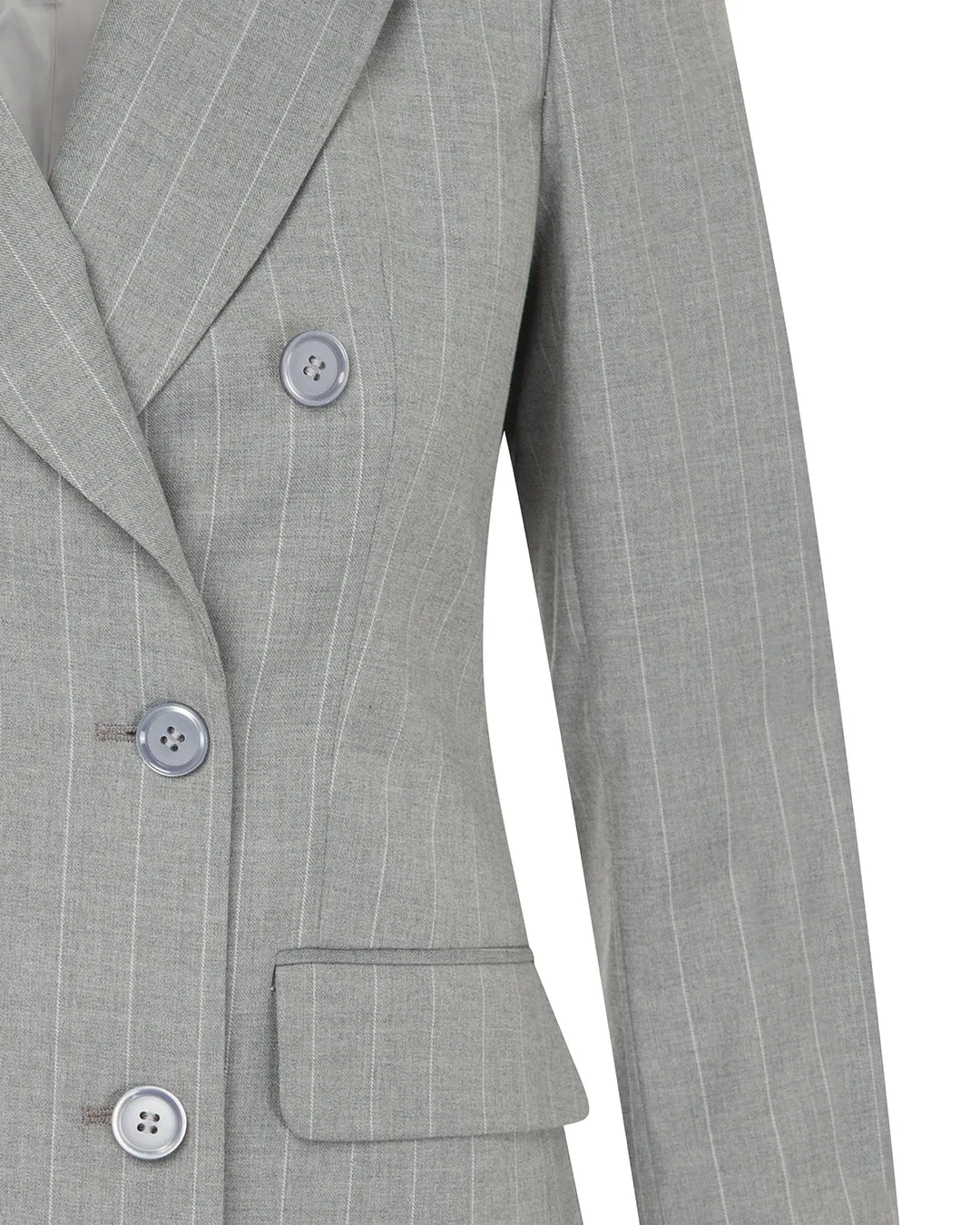Double-Breasted Striped Grey Suit – Timeless Elegance with a Modern Edge Online UAE