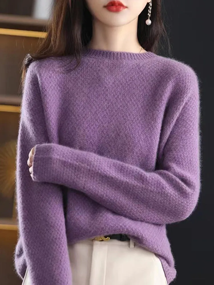 Elegant Winter Ivory Thick Wool Sweater Merino Jumper