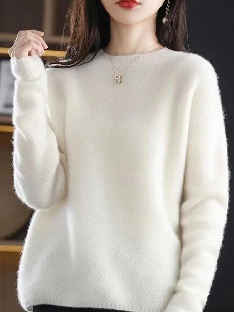 Elegant Winter Ivory Thick Wool Sweater Merino Jumper