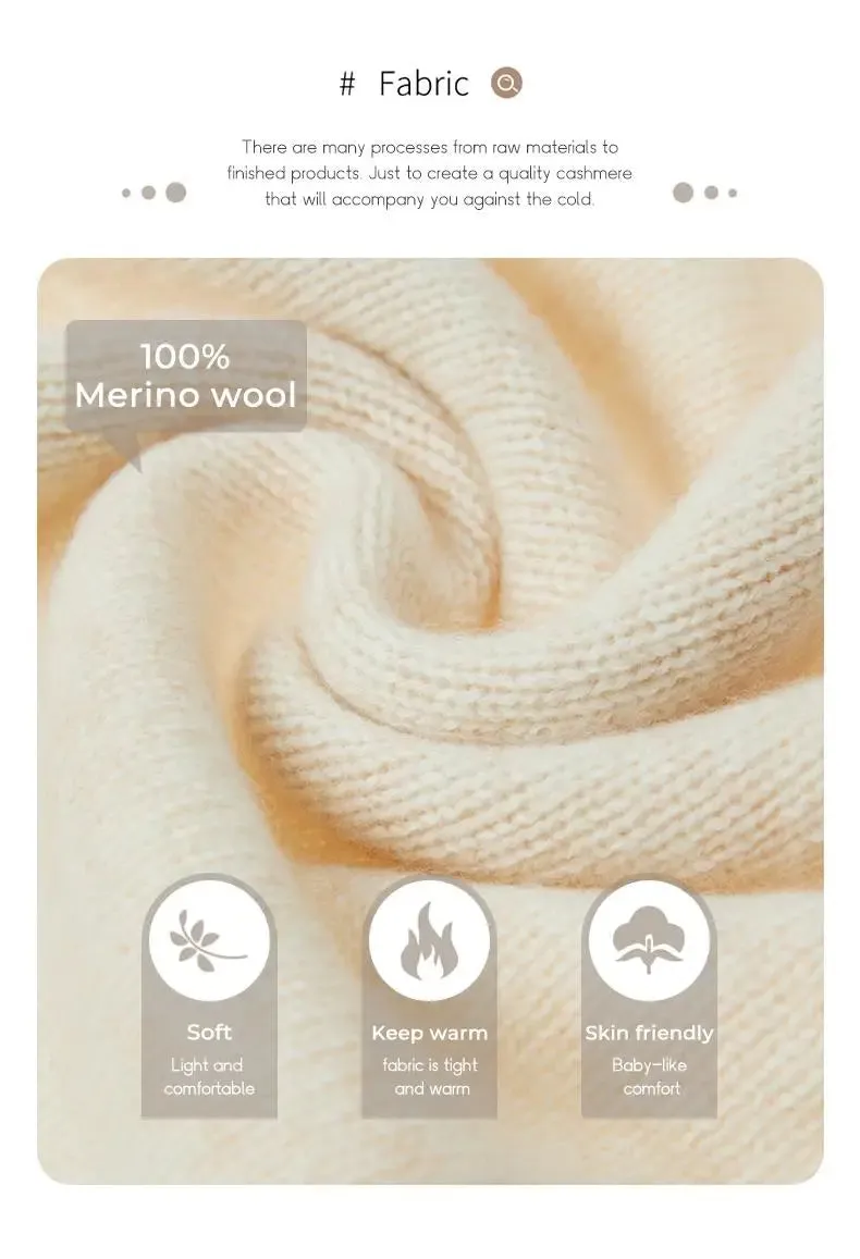 Elegant Winter Ivory Thick Wool Sweater Merino Jumper