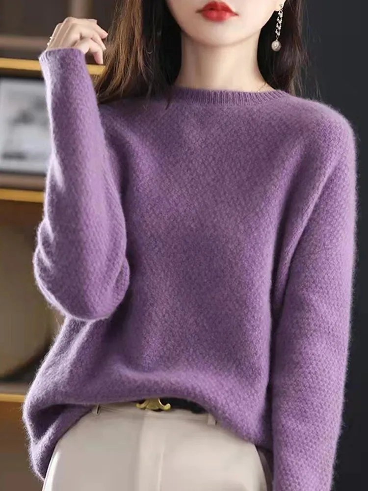 Elegant Winter Ivory Thick Wool Sweater Merino Jumper