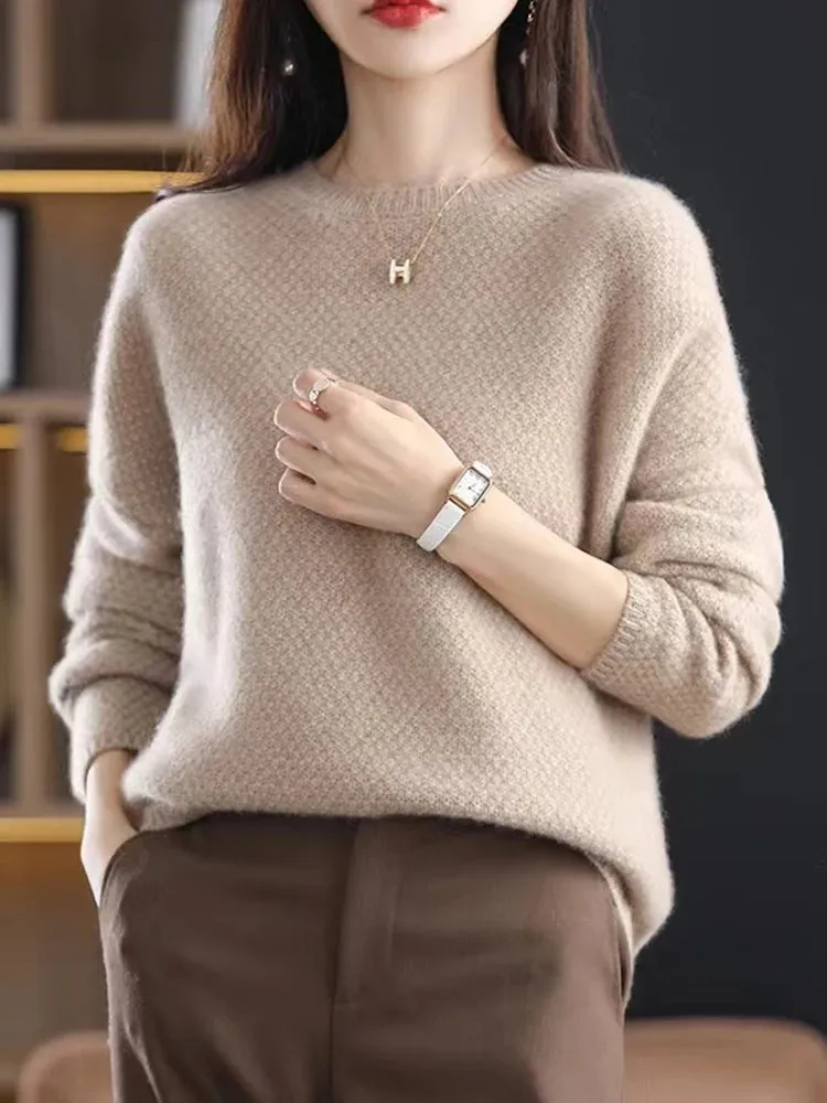 Elegant Winter Ivory Thick Wool Sweater Merino Jumper