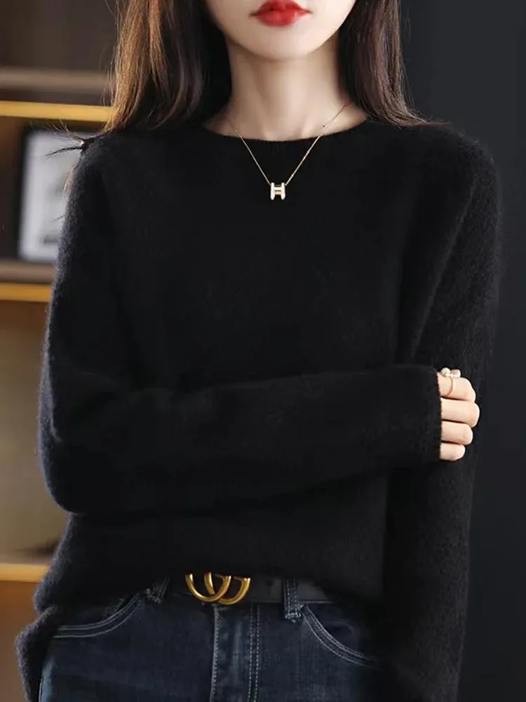 Elegant Winter Ivory Thick Wool Sweater Merino Jumper
