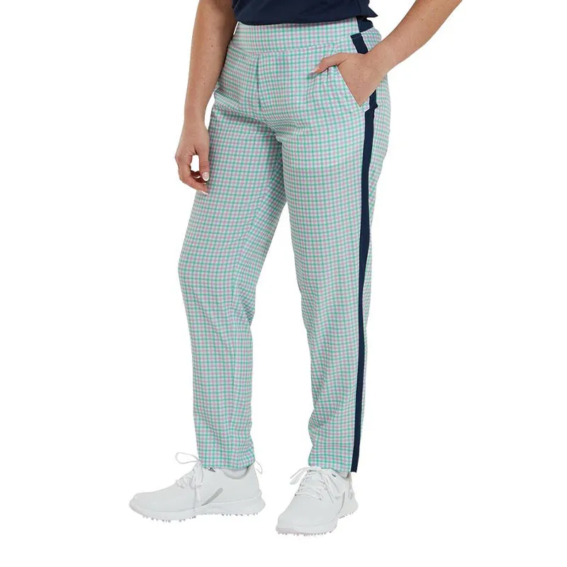 FOOTJOY Gingham Lightweight Women's Cropped Pants (Lava/Mint)