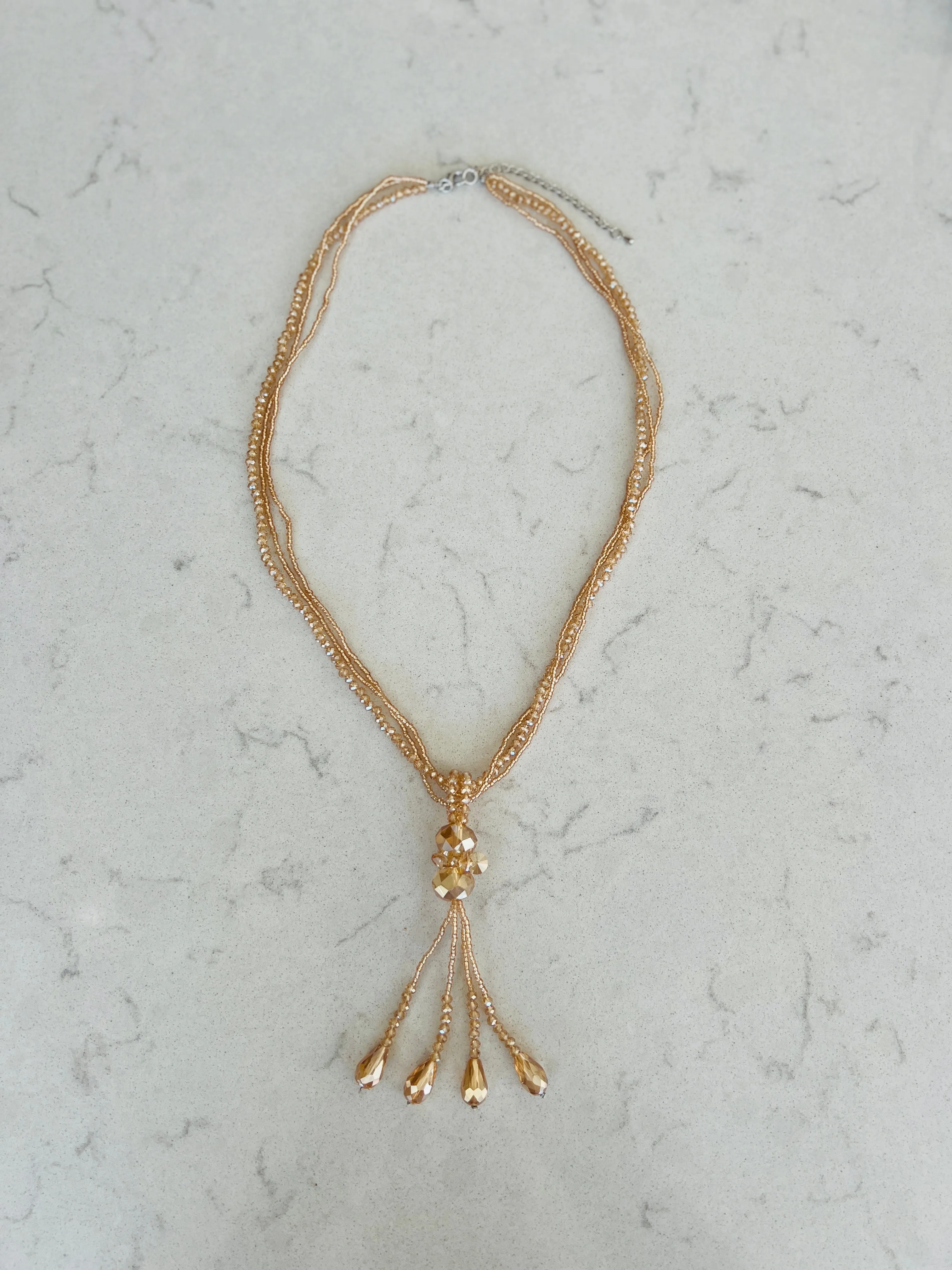 Gold Crystral Beaded Necklace