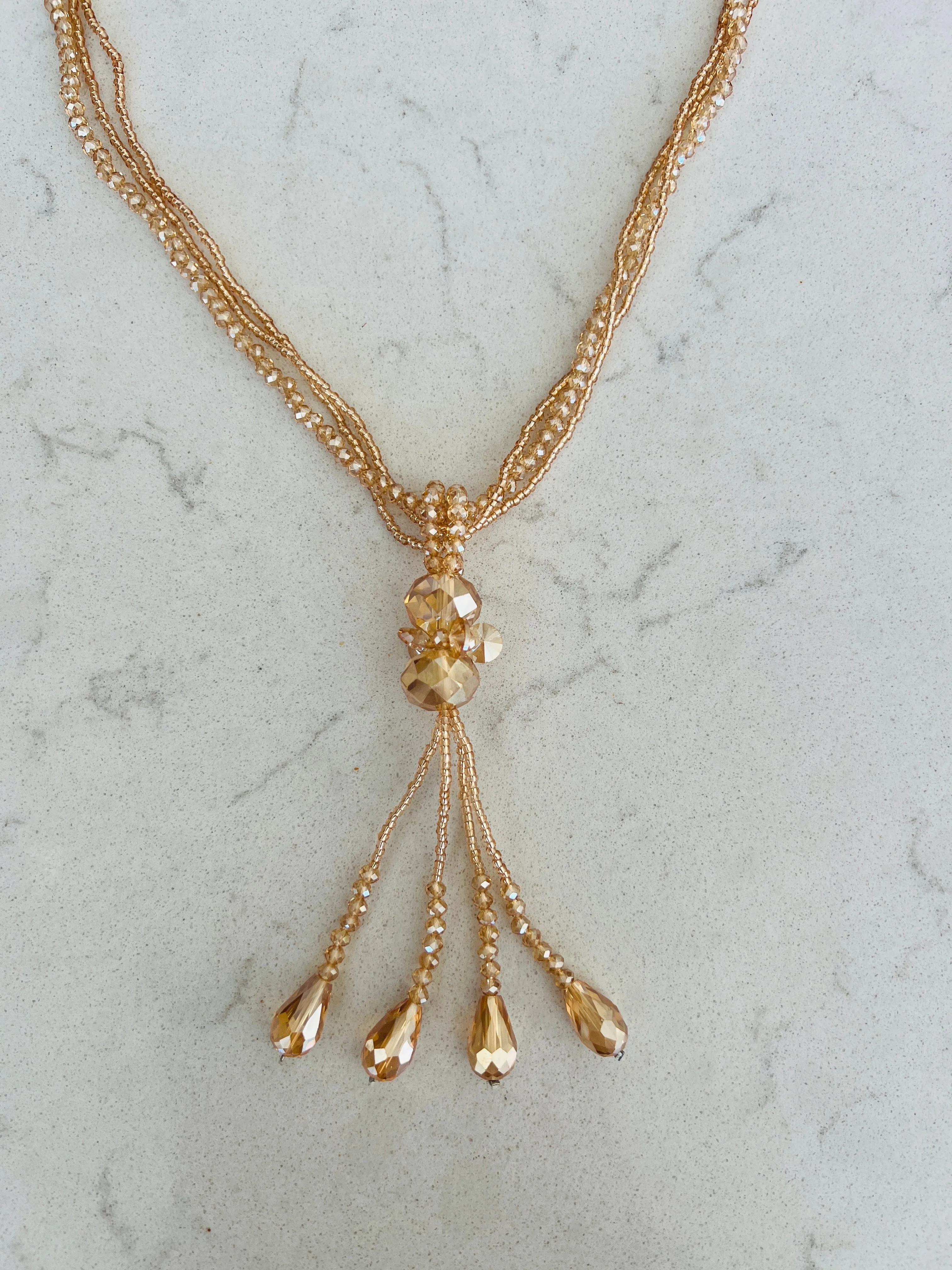 Gold Crystral Beaded Necklace