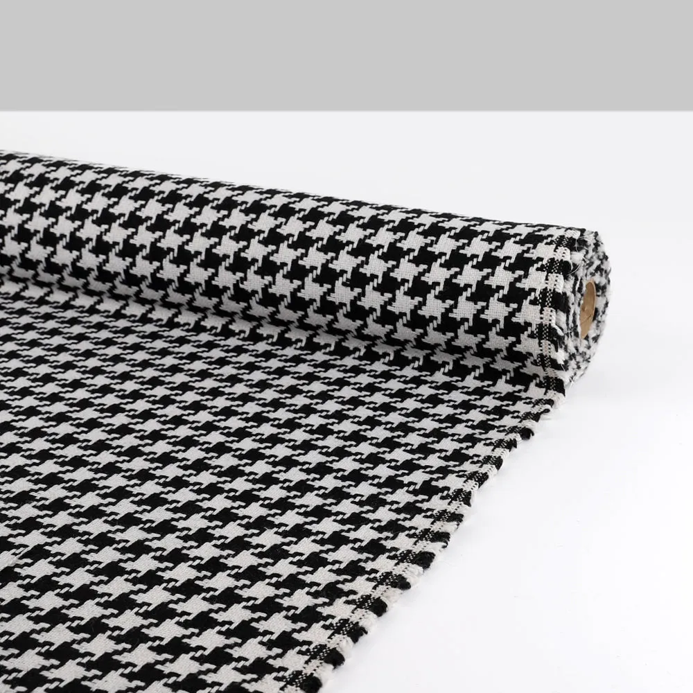Houndstooth Wool / Poly Coating - Black / White