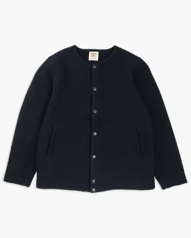Jackman Wool Collarless Jacket - Navy