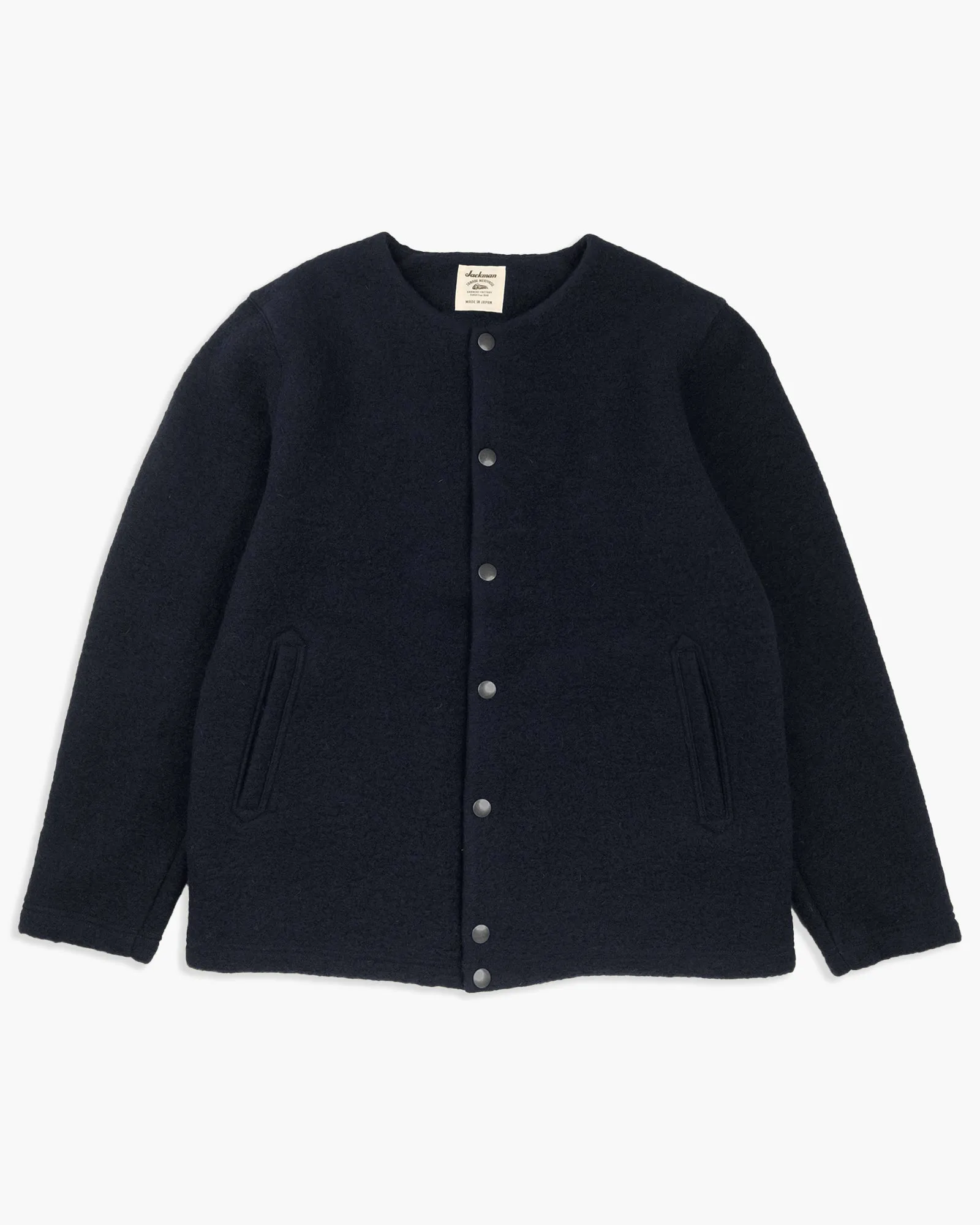 Jackman Wool Collarless Jacket - Navy