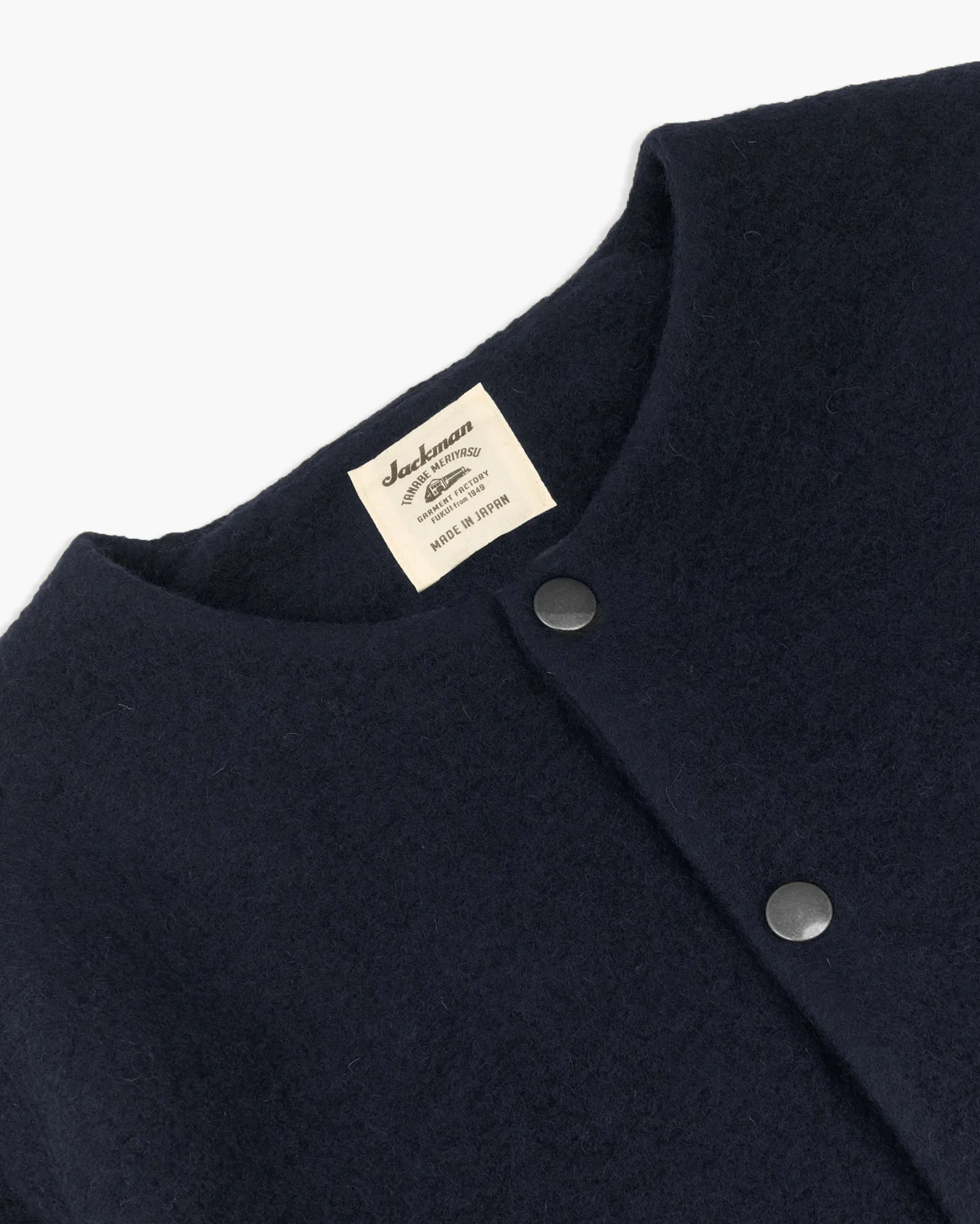 Jackman Wool Collarless Jacket - Navy
