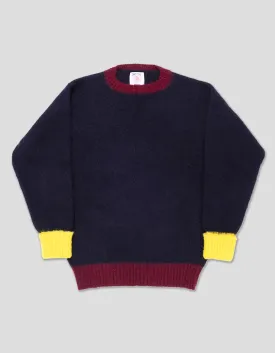 J.PRESS X SEBAGO COLORBLOCK SHAGGY DOG SWEATER - NAVY
