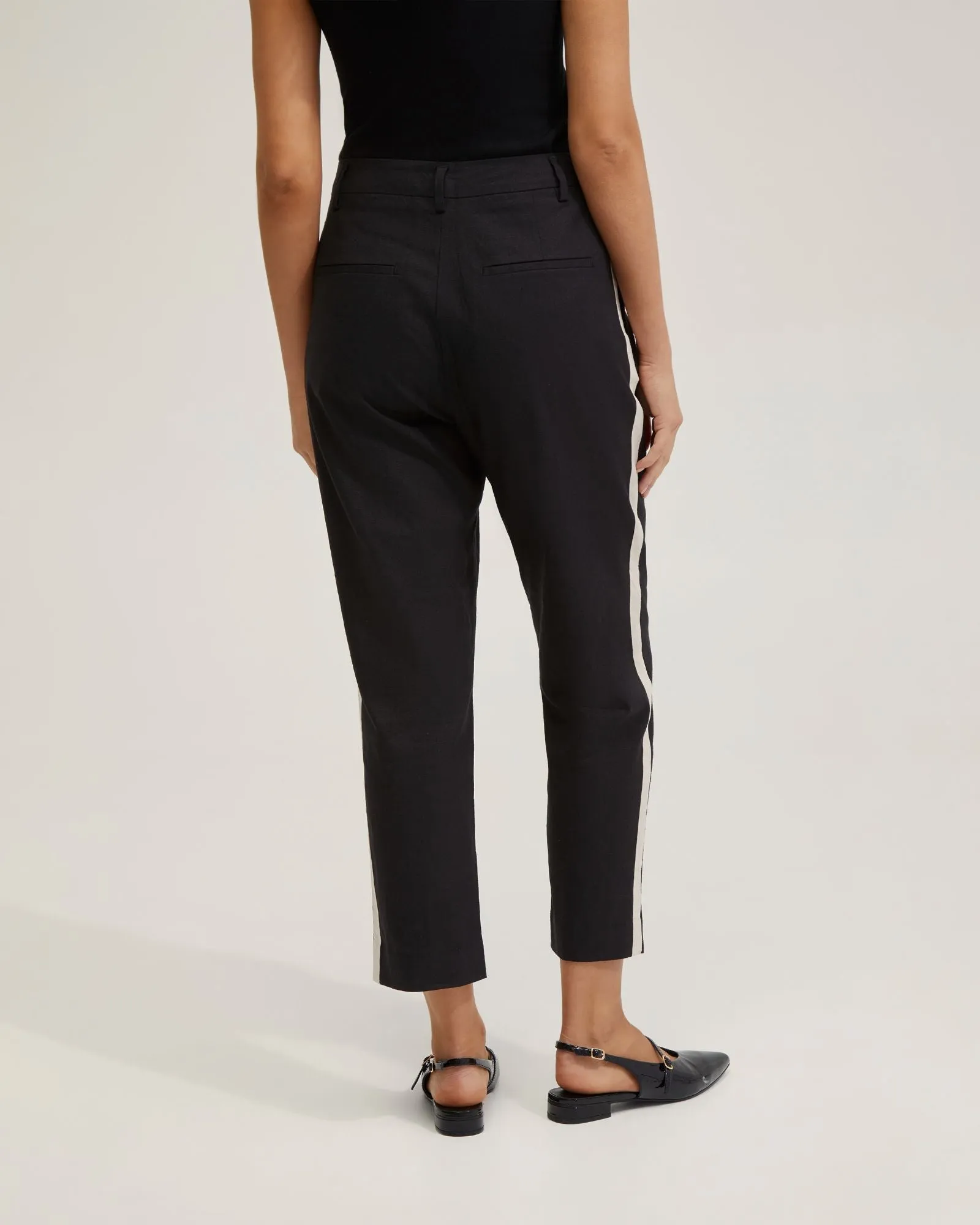 Kate Linen Pants With Contrast Panel