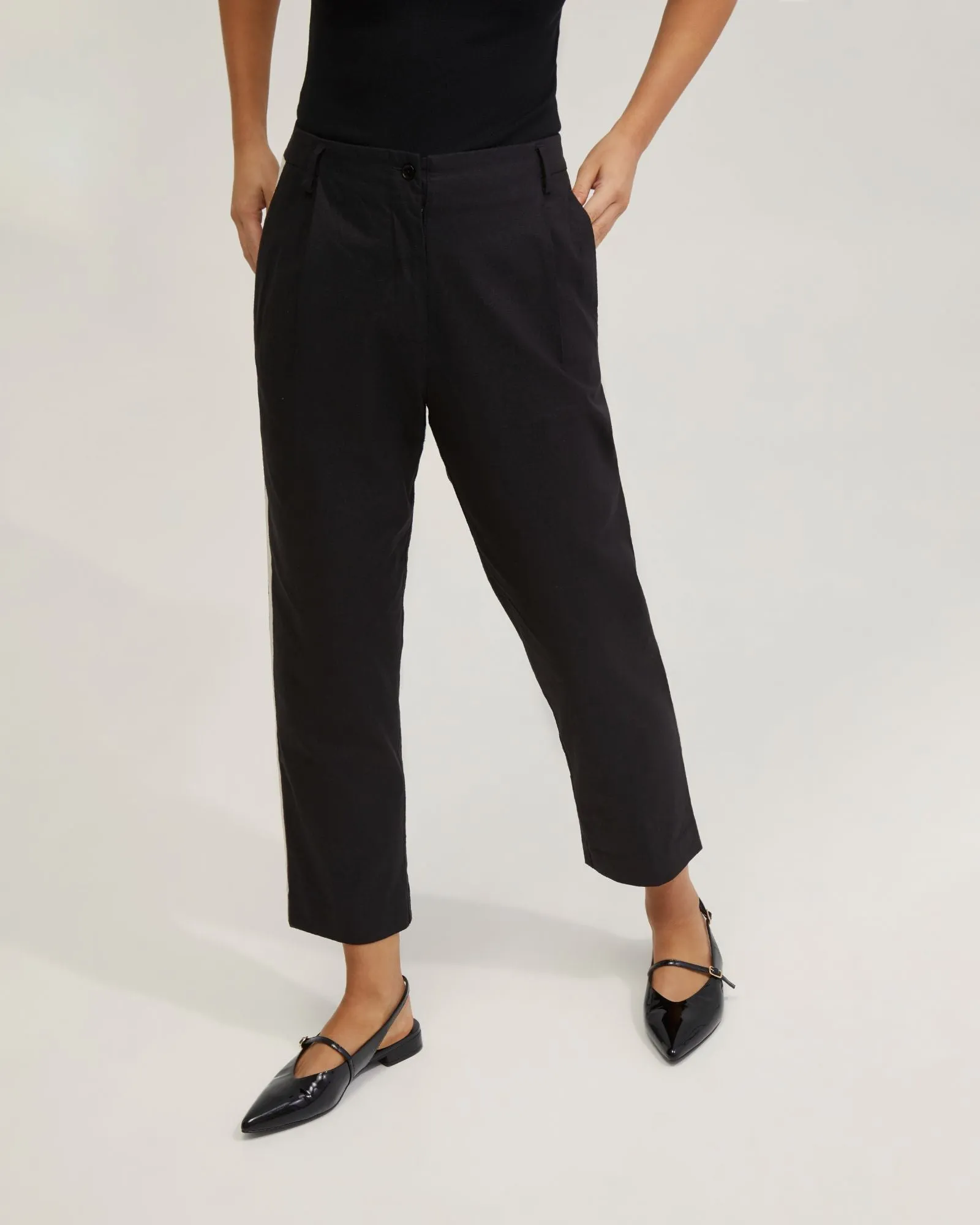 Kate Linen Pants With Contrast Panel
