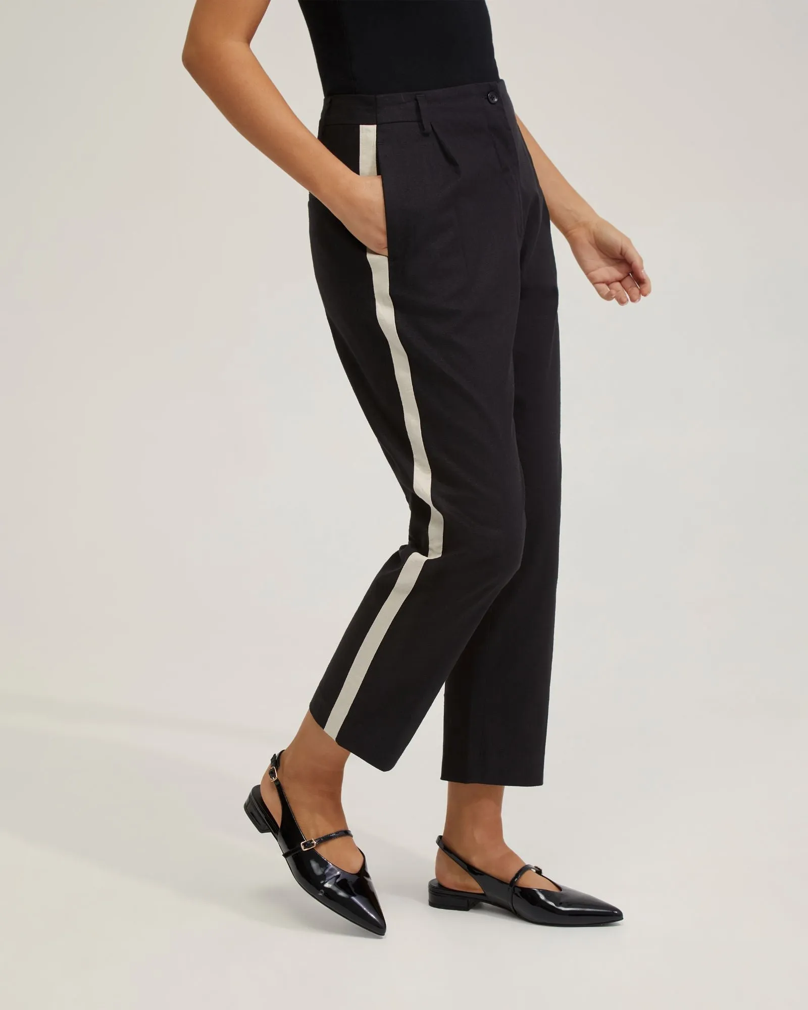 Kate Linen Pants With Contrast Panel