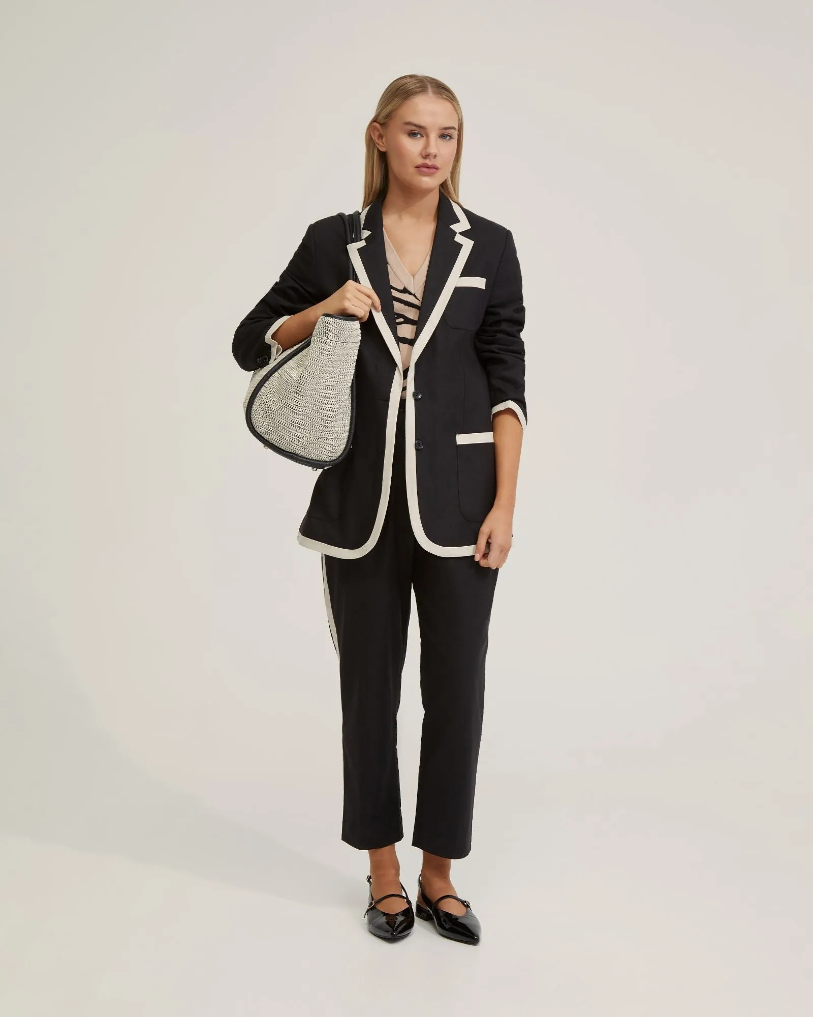 Kate Linen Pants With Contrast Panel