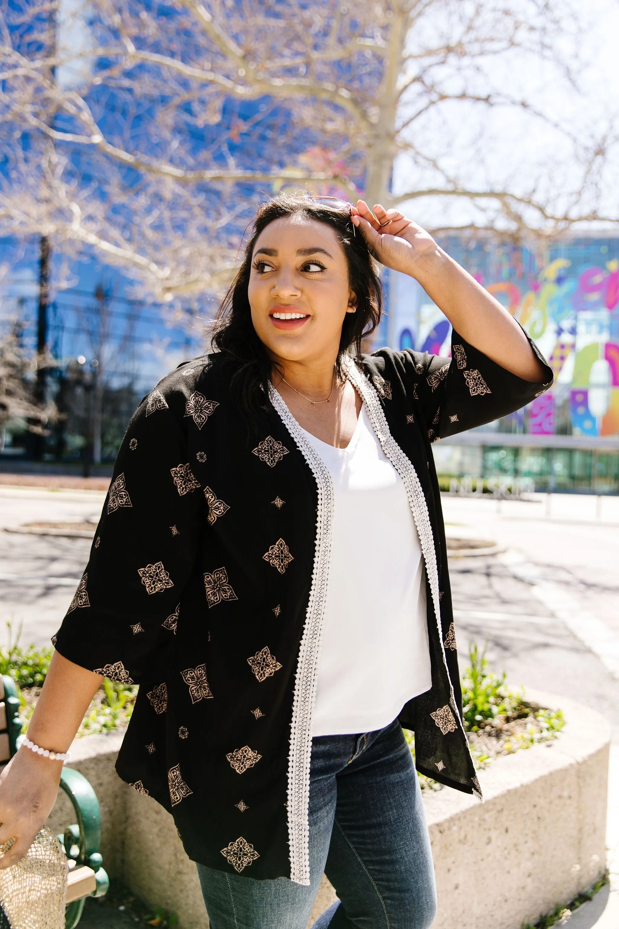 Lace Trimmed Kimono