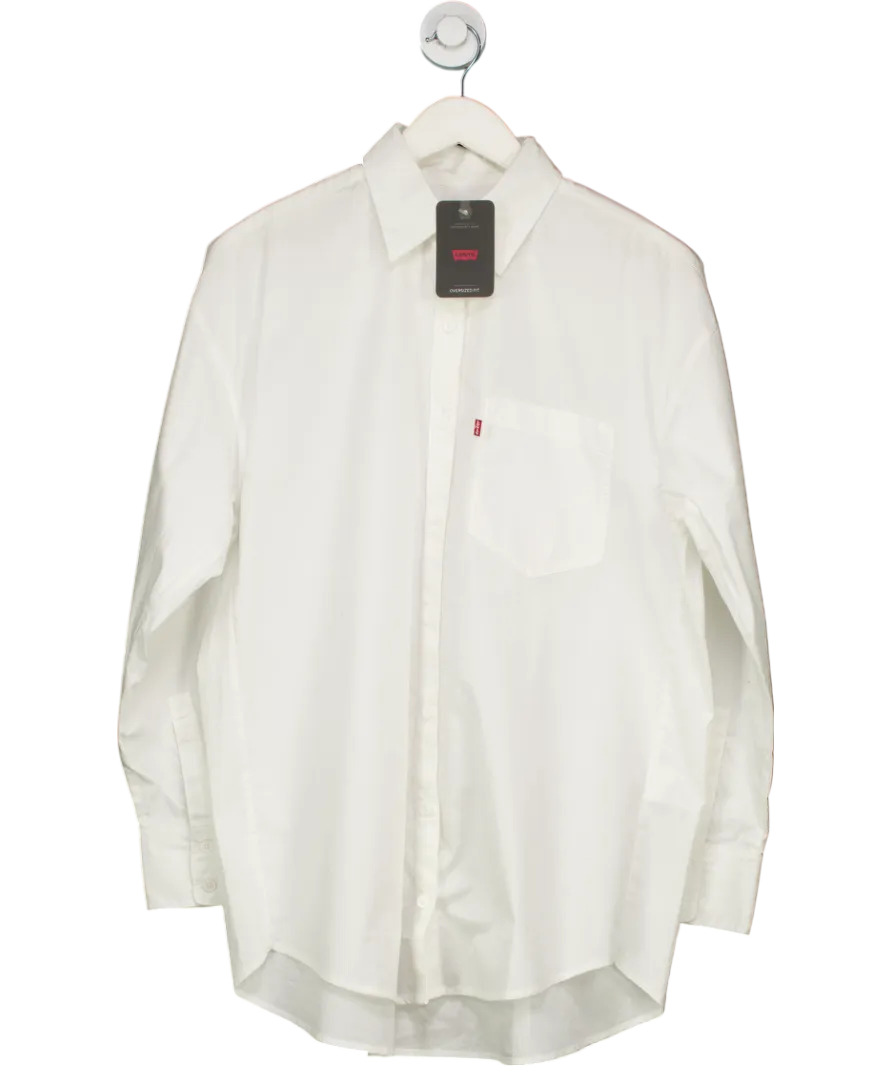 levis White Harlie Cotton Boyfriend Shirt UK S