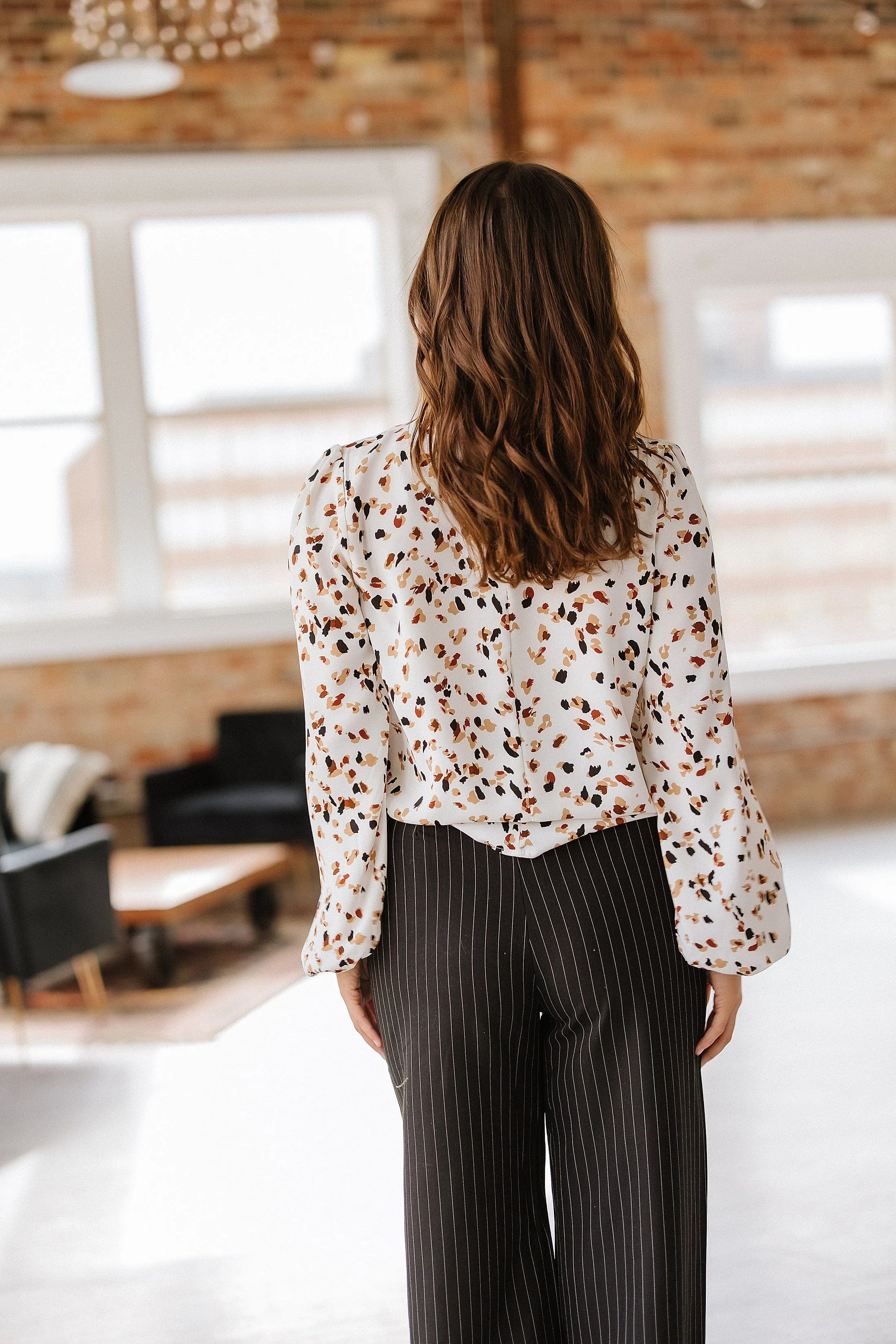Lewis Leopard Mock Neck Blouse | DROPSHIP