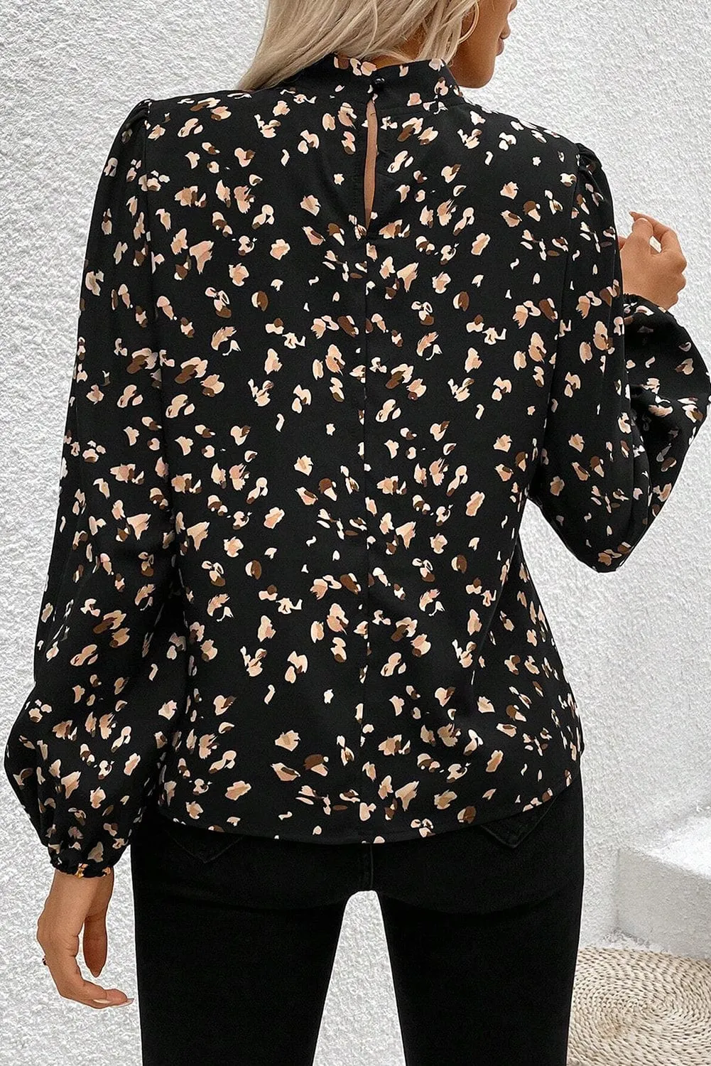 Lewis Leopard Mock Neck Blouse | DROPSHIP